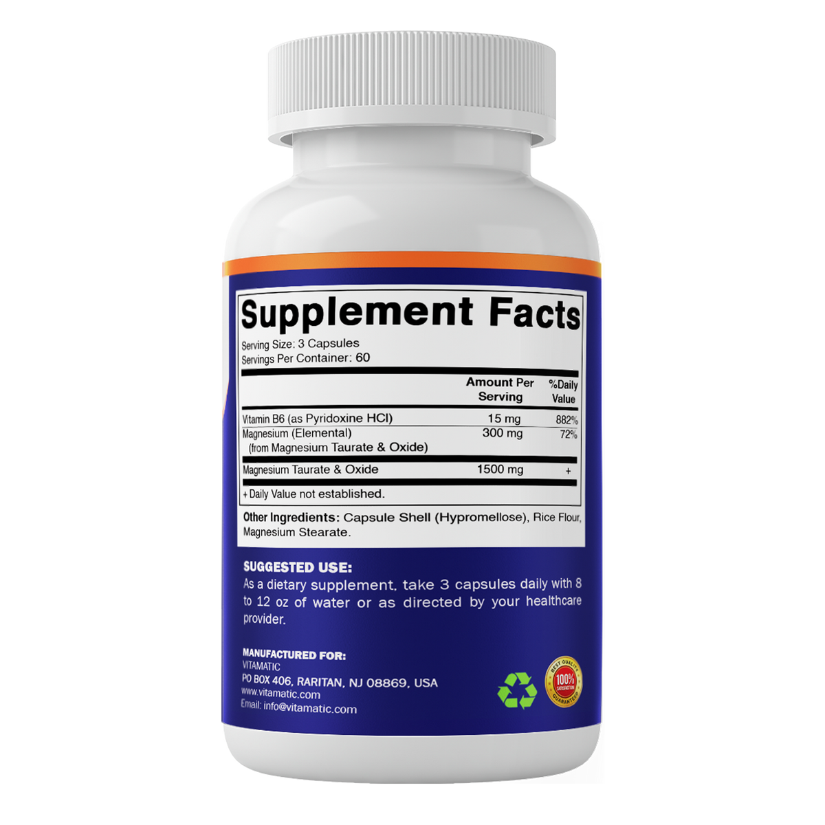 Magnesium Taurate with B6, 180 Veg Capsules