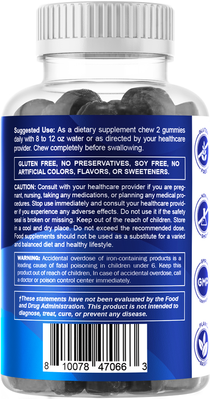 Iron 20mg with Vitamin C - 60 Vegan Gummies