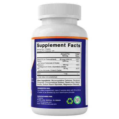 Calcium Magnesium Zinc with D3 & Boron - 365 Coated Tablets