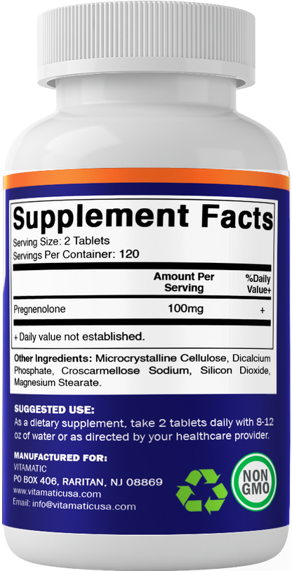 Vitamatic Pregnenolone 100 mg per Serving – 240 Tablets