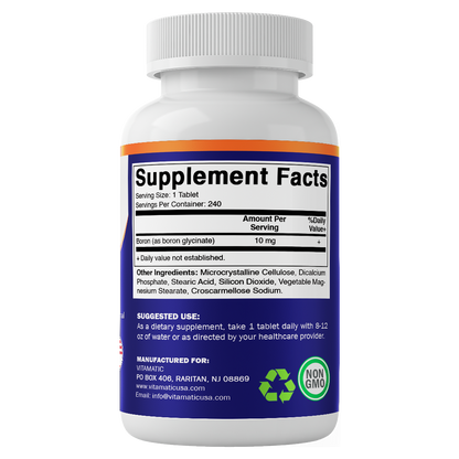 Chelated Boron Glycinate 10mg - 240 Tablets