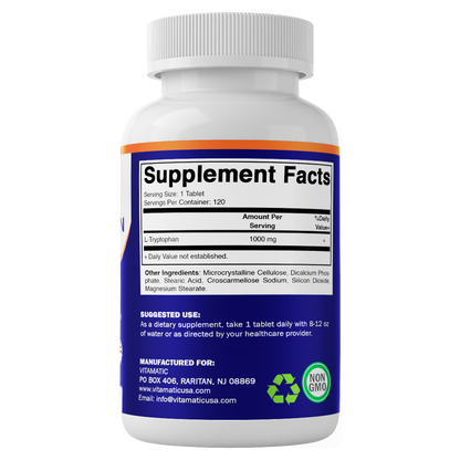 L-Tryptophan 1000mg - 120 Tablets