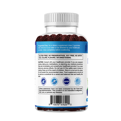 Vitamin D3 + B12 Gummies – Natural Blue Raspberry Flavor – 60 Gummies
