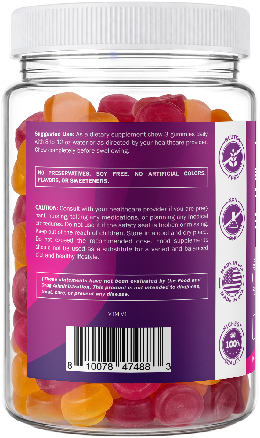 Prebiotic Fiber Gummies for Adults-  240 Pectin Based Gummies, Digestive Health & Regularity Support