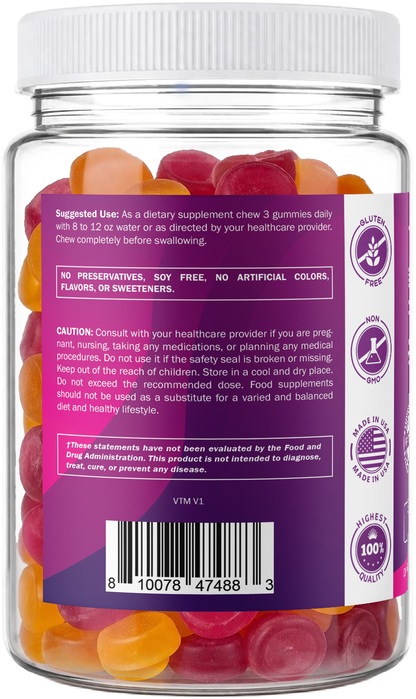 Prebiotic Fiber Gummies for Adults-  240 Pectin Based Gummies, Digestive Health & Regularity Support
