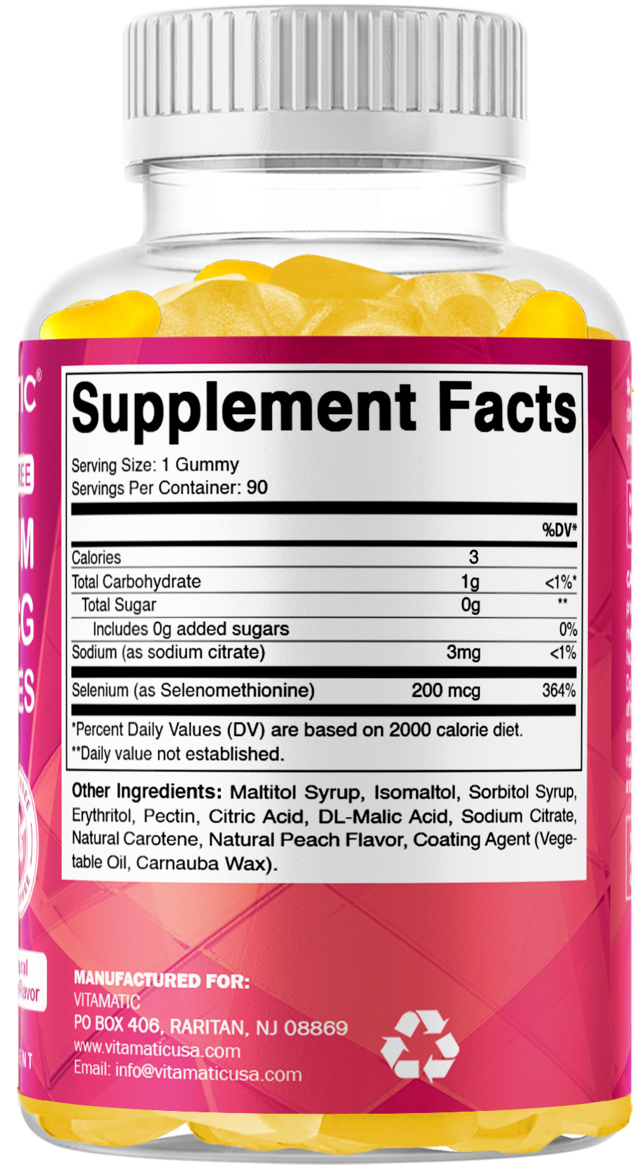 Vitamatic Sugar-Free Selenium 200 mcg, 90 Gummies