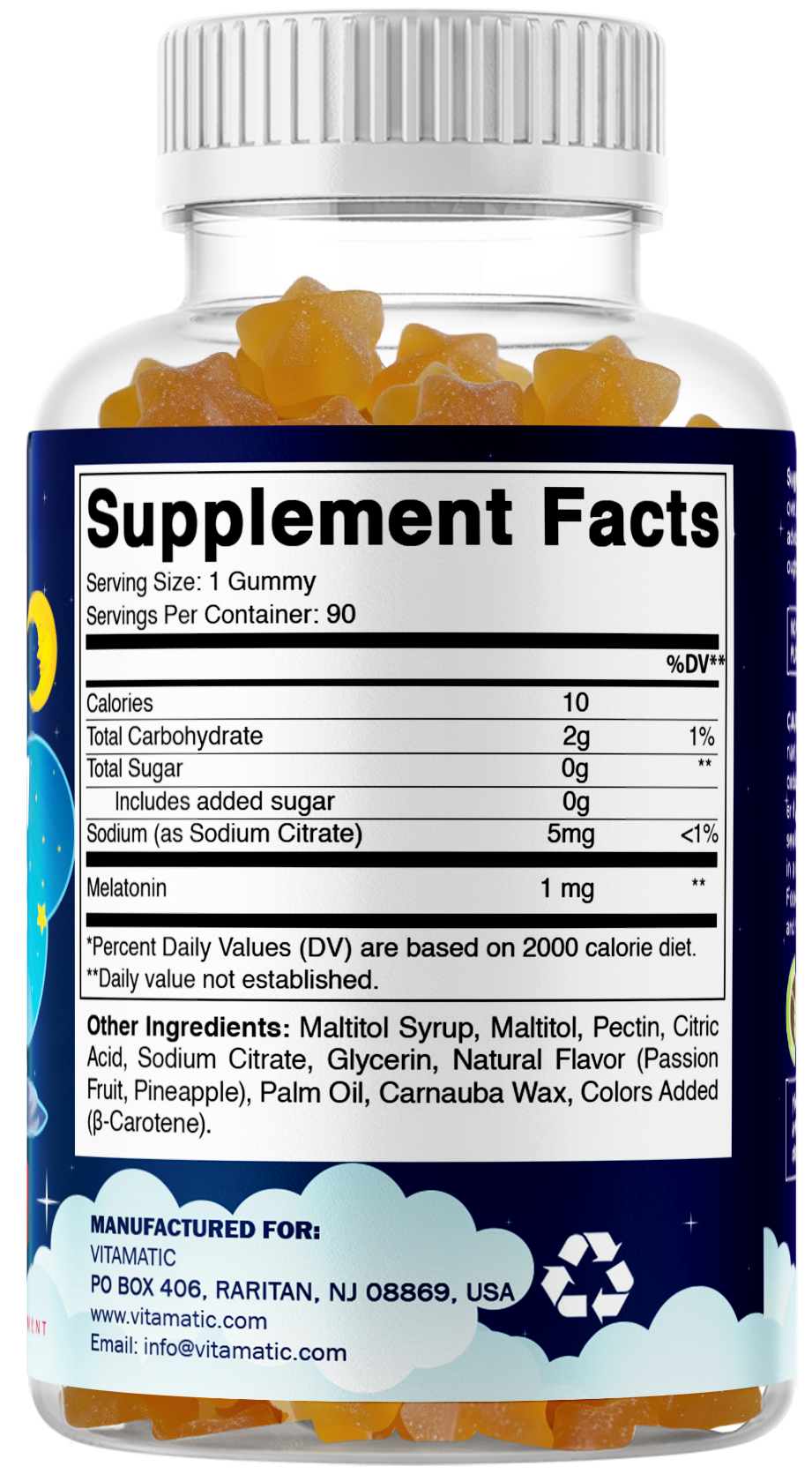 Vitamatic Sugar Free Kids Melatonin 1mg, 90 Gummies