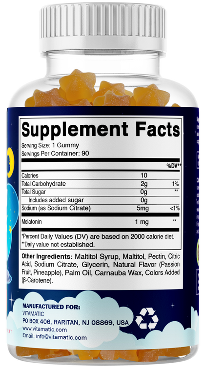 Vitamatic Sugar Free Kids Melatonin 1mg, 90 Gummies