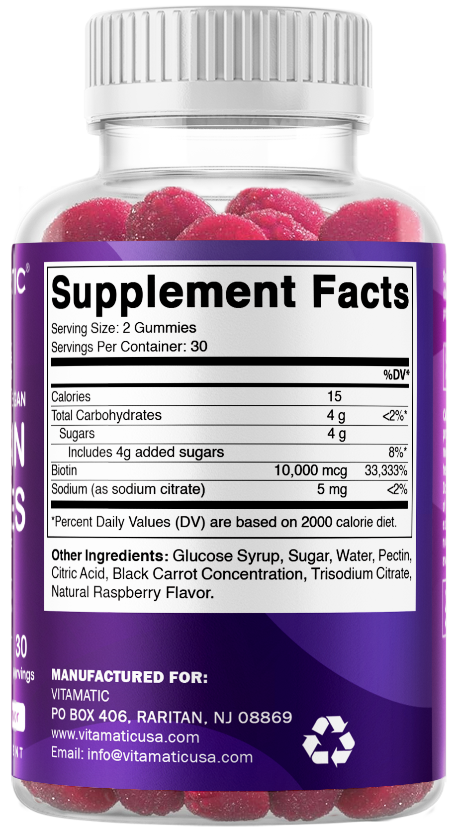 Vitamatic Biotin 10,000 mcg per Serving, 60 Gummies