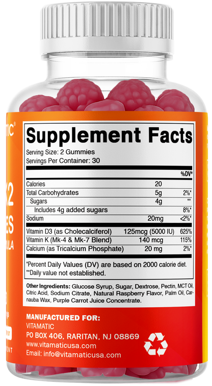 Vitamatic Vitamin D3 + K2 Gummies, 60 Gummies