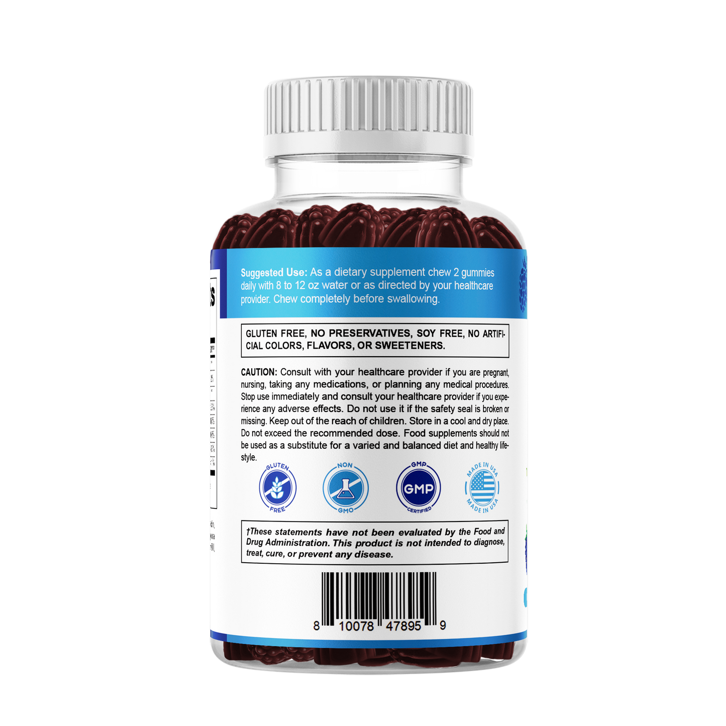 Vitamatic Vitamin D3 + B12 Gummies Made with Folate & Vitamin B6 - Natural Blue Raspberry Flavor – 60 Gummies