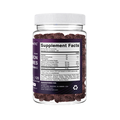 Vitamatic Iron 65mg Per Serving Gummies for Women & Men, 240 Count