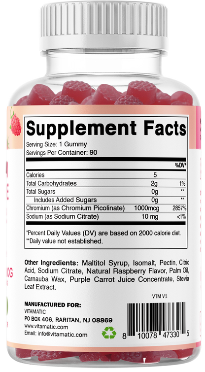Vitamatic Chromium Picolinate 1000 mcg Per Serving Gummies, 90 Count