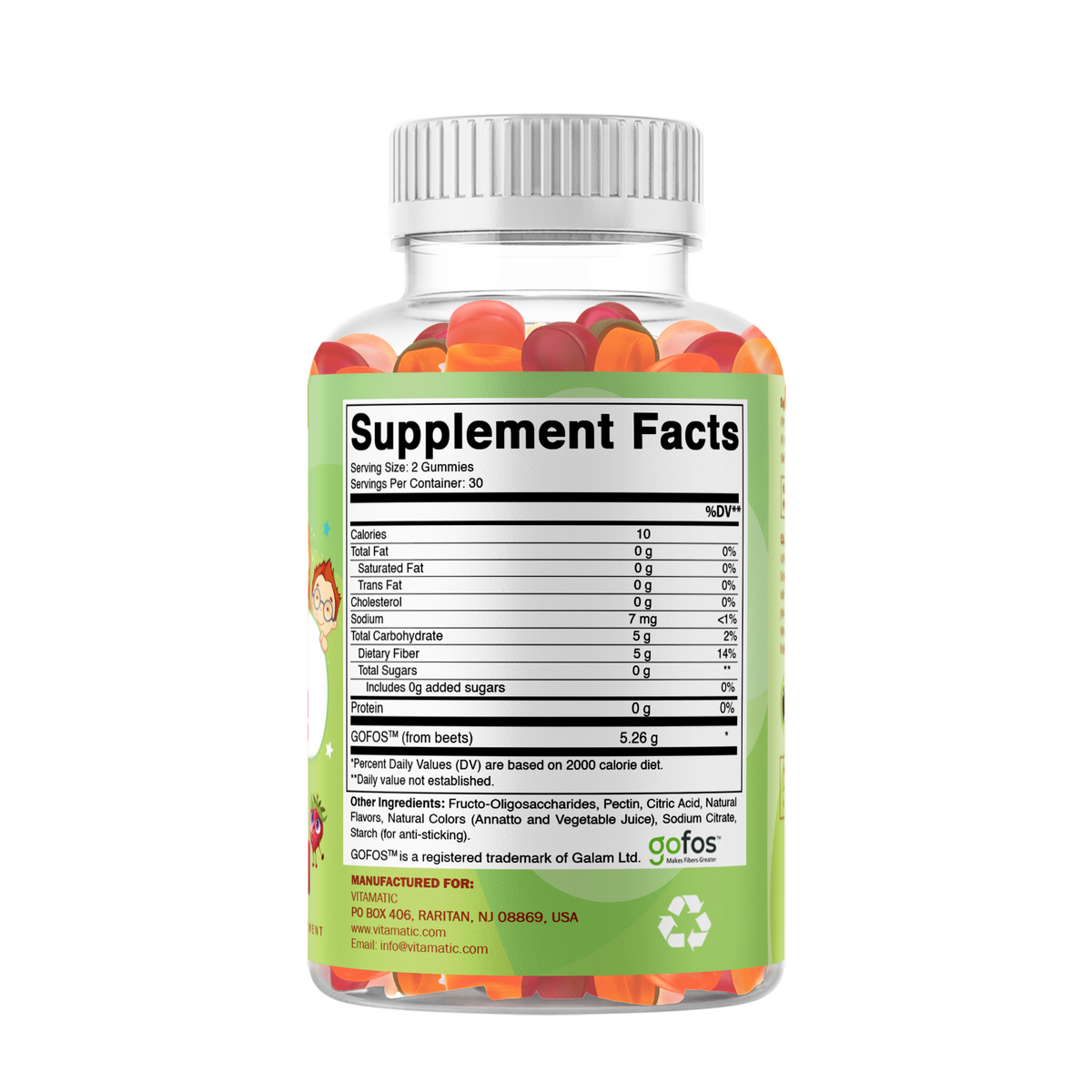 Kids Fiber Prebiotic Gummies, 60 Gummies