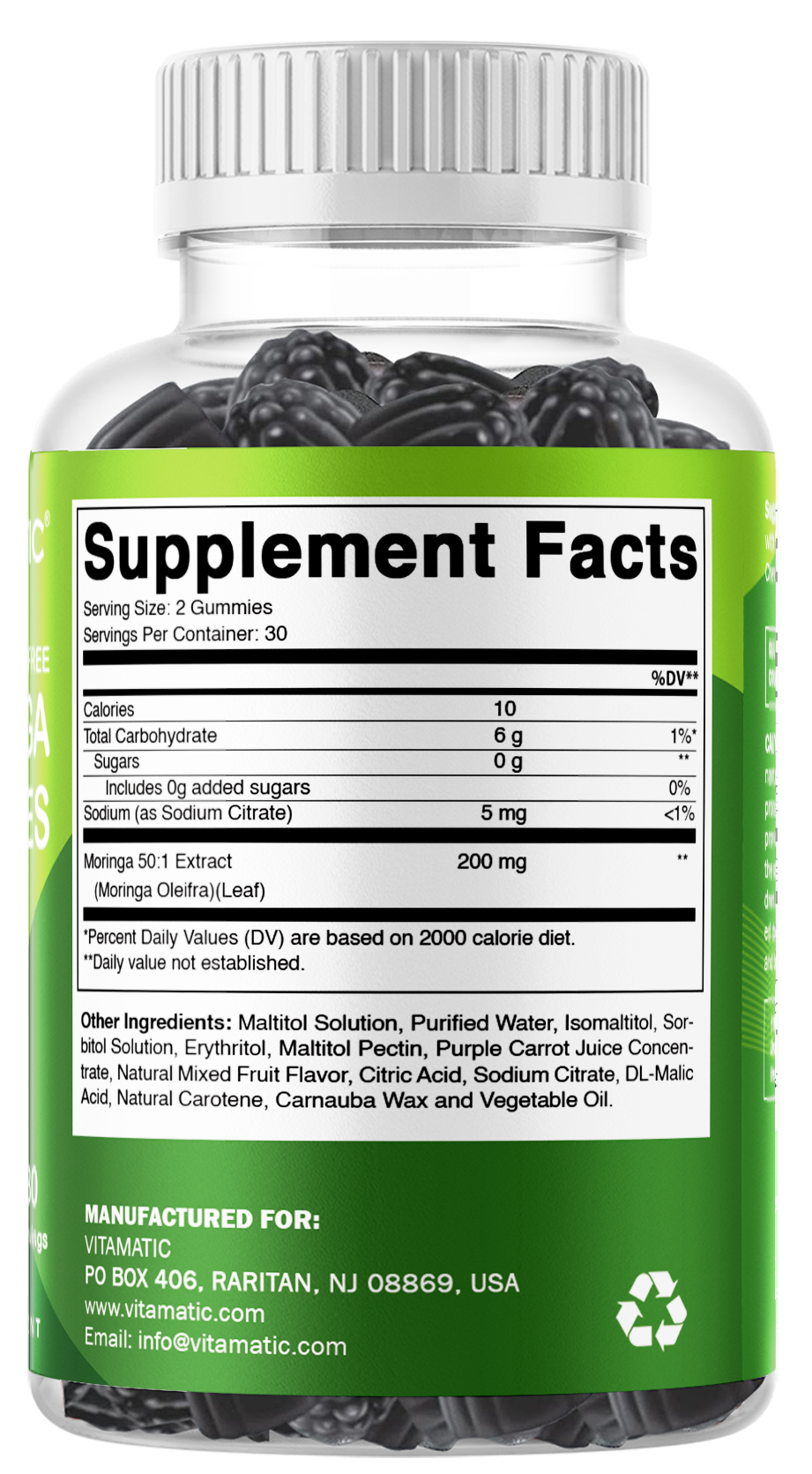 Vitamatic Sugar-Free Moringa 50:1 Extract, 60 Gummies