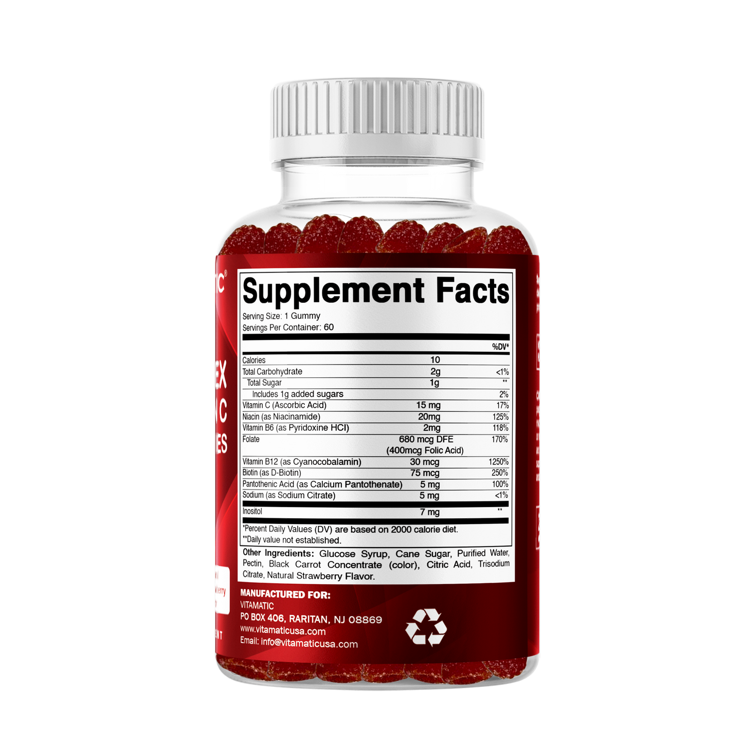 Vitamatic B-Complex with Vitamin C, 60 Gummies