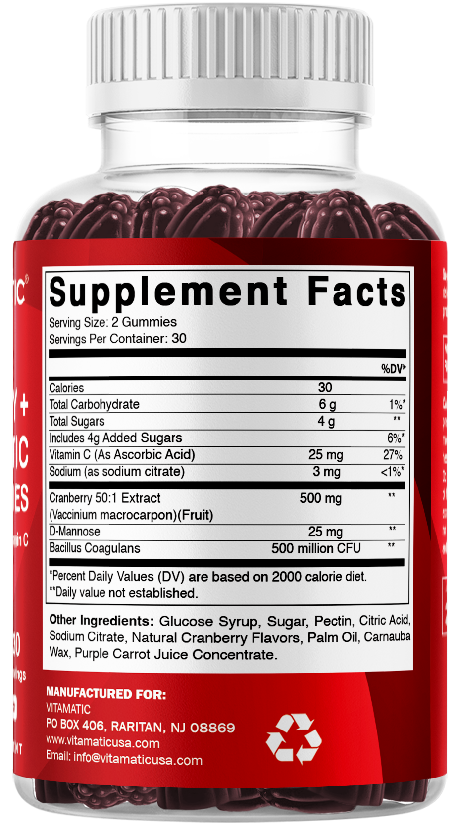Vitamatic Cranberry + Probiotics, 60 Gummies