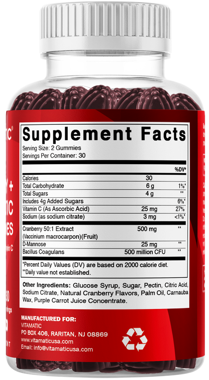 Vitamatic Cranberry + Probiotics, 60 Gummies