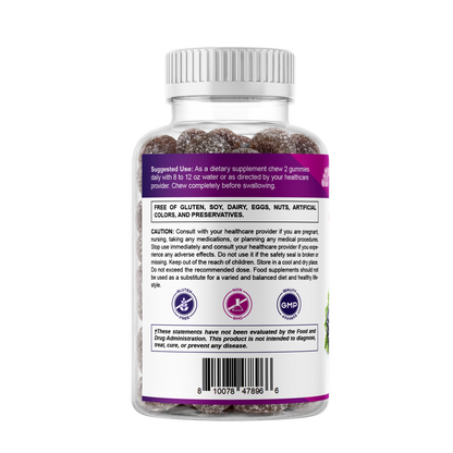 Magnesium Glycinate Gummies 600 mg per Serving – 60 Ct – Natural Grape Flavor