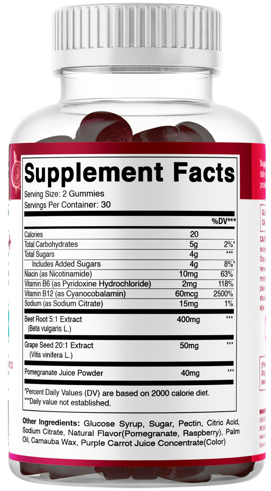 Vitamatic Beet Root Gummies with B6, B12 + Grape Seed, 60ct