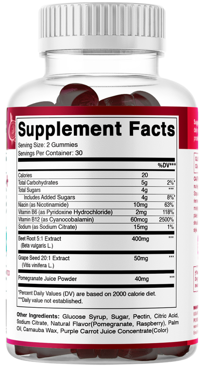Vitamatic Beet Root Gummies with B6, B12 + Grape Seed, 60ct