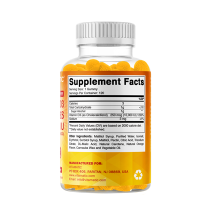 Sugar-Free Vitamin D3 10000 IU, 120 Gummies