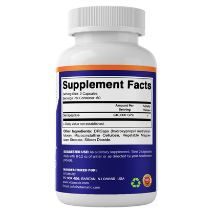 Serrapeptase 240,000 SPU Per Serving, 120 DR Capsules