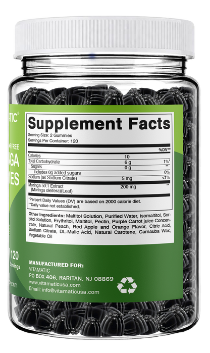 Vitamatic Moringa 50:1 Extract Sugar-Free Gummies, 60 Count