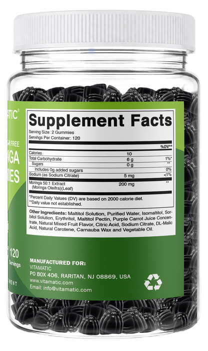 Vitamatic Moringa 50:1 Extract Sugar-Free Gummies, 60 Count