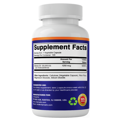 Vitamin D3 50,000 IU (1250 mcg) Capsules