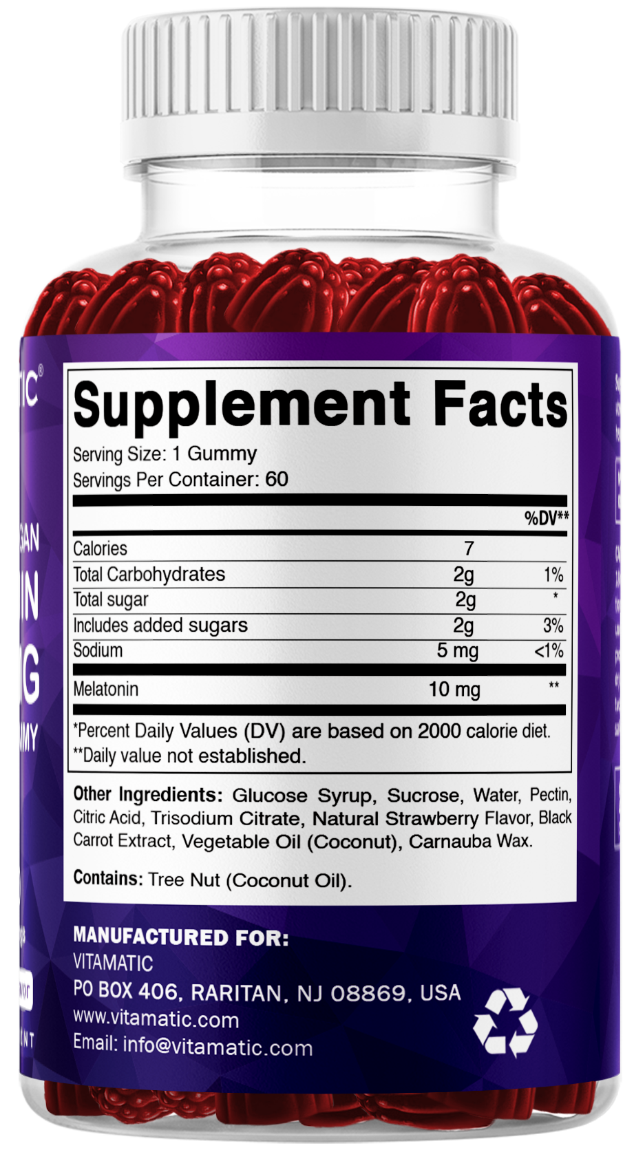 Vitamatic Melatonin 10mg Vegan Gummies, 60 Gummies