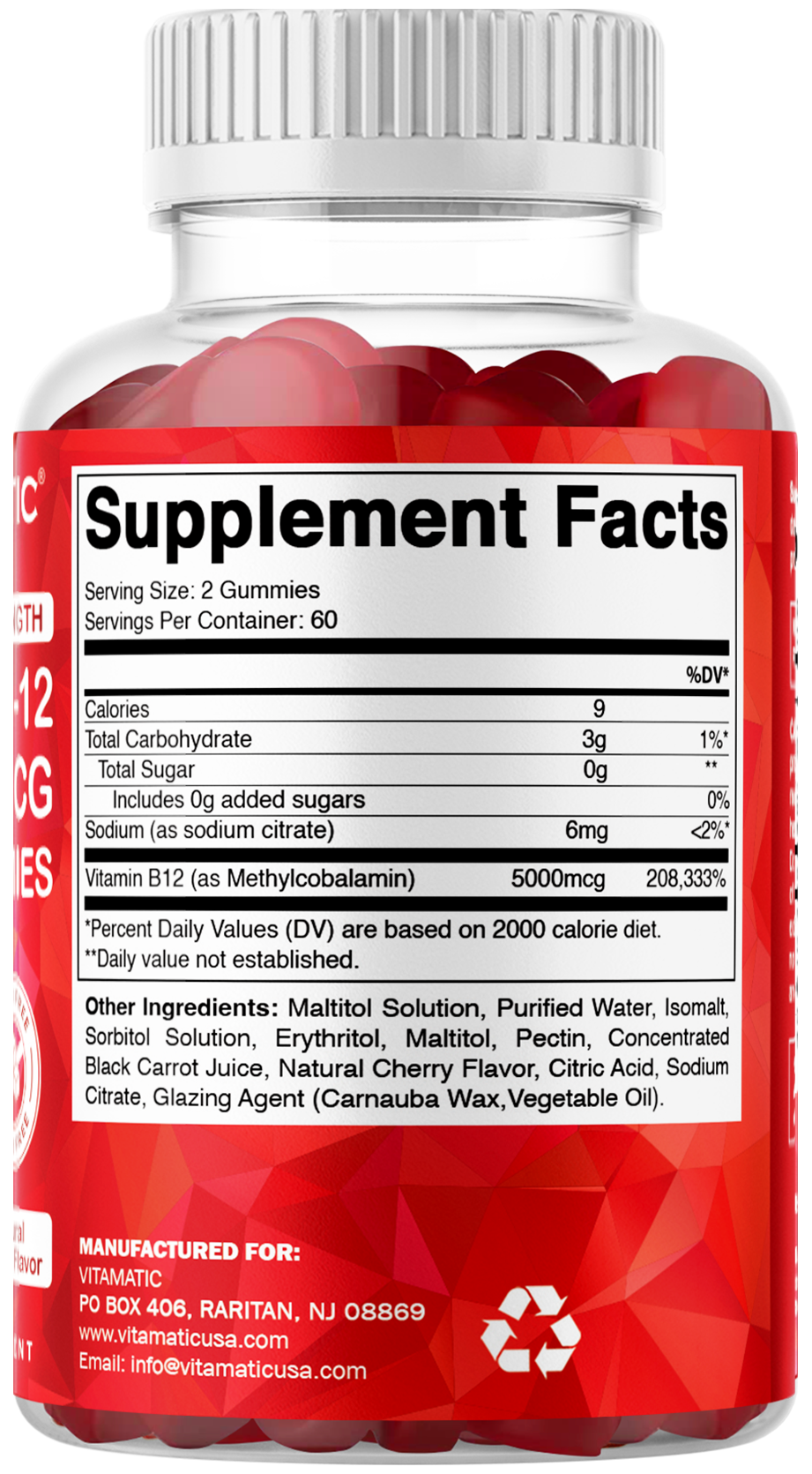 Vitamatic Sugar-Free Methyl B12 5000 mcg, 120 Gummies