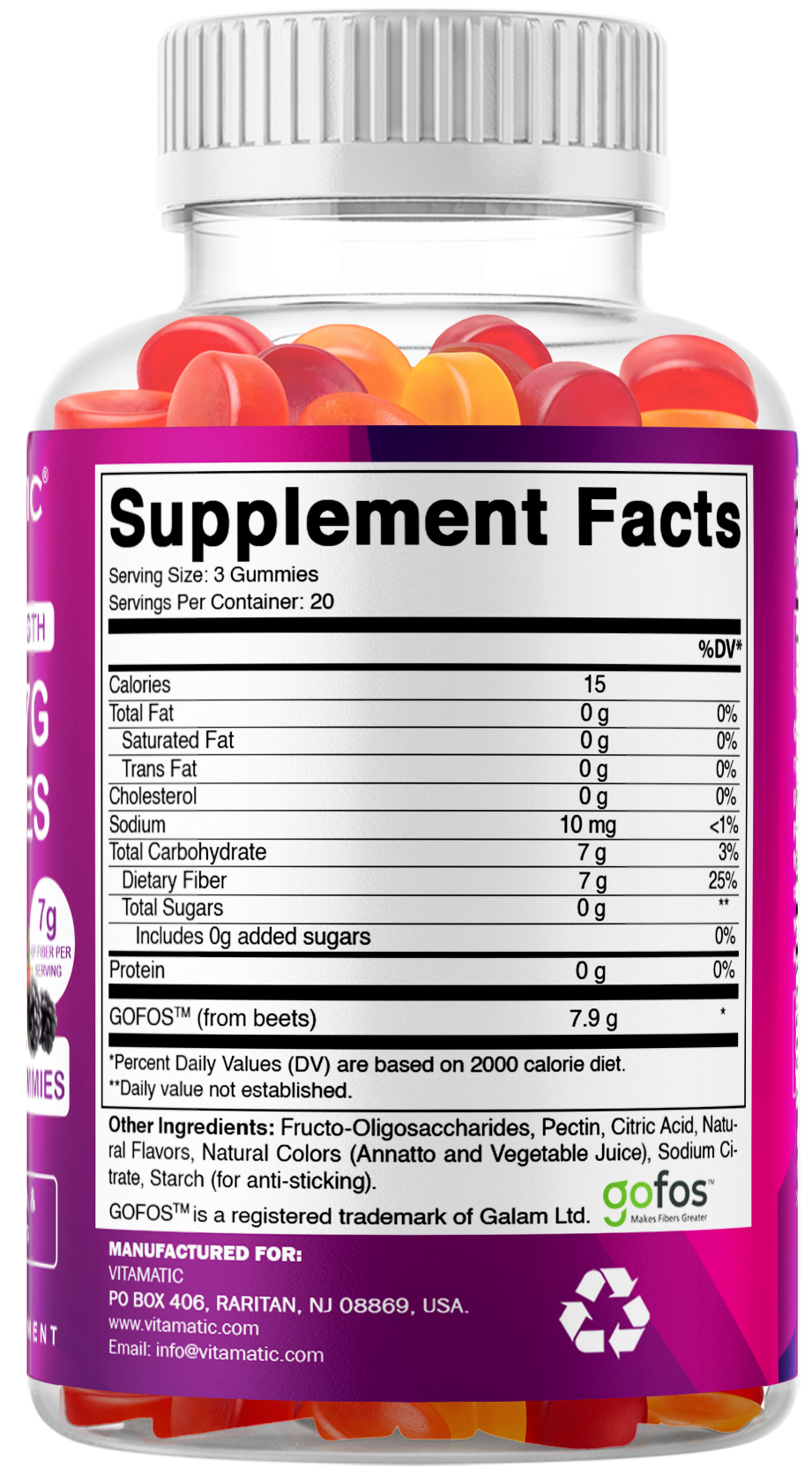 Vitamatic Fiber 7G per Serving, 60 Gummies