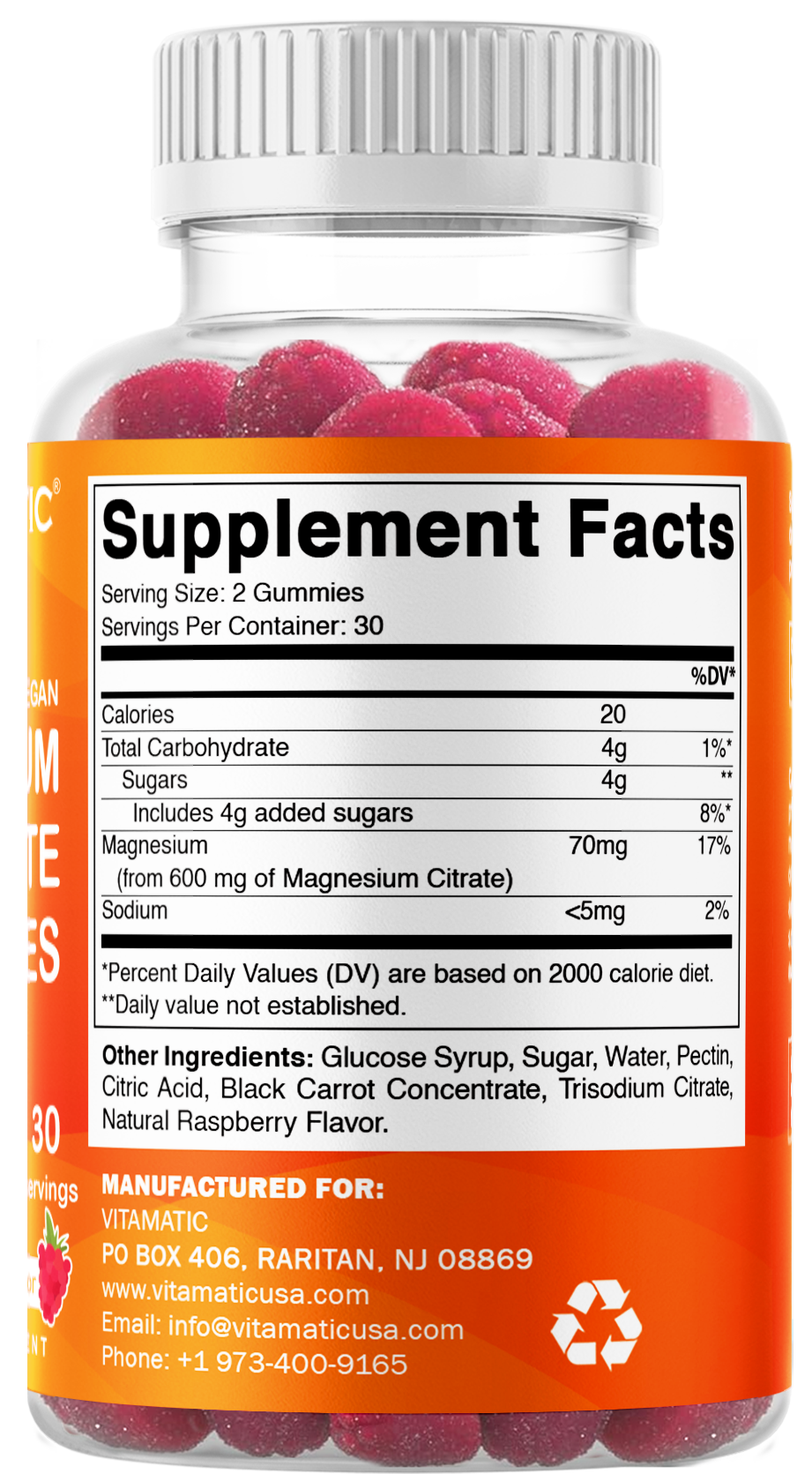 Vitamatic Magnesium Citrate 600mg, 60 Vegan Gummies