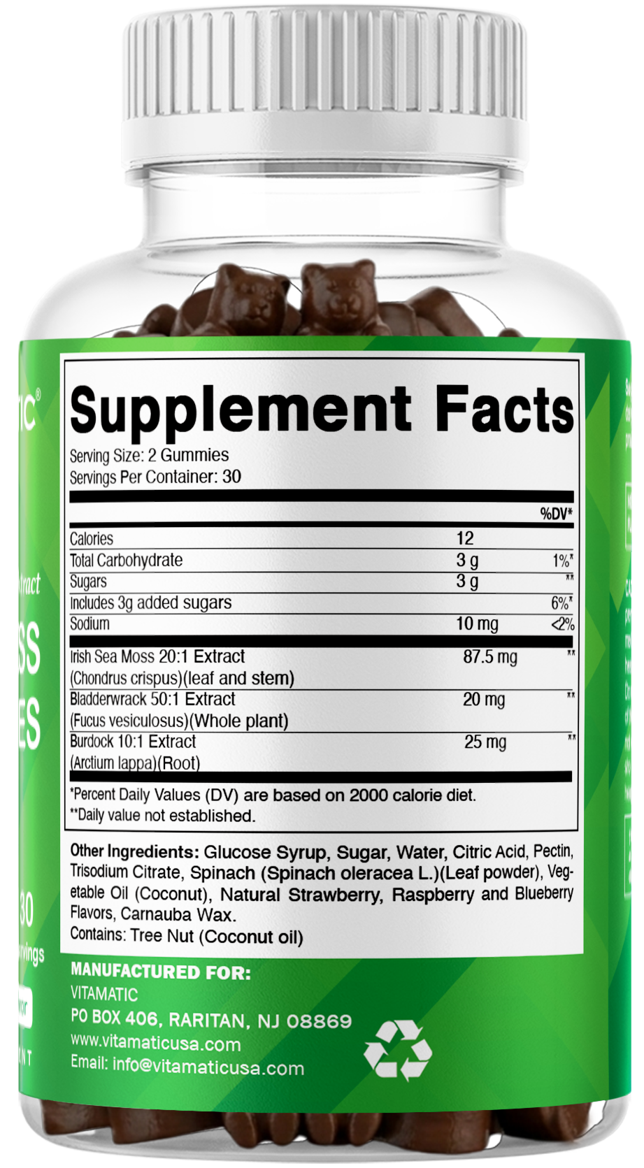 Vitamatic Irish Sea Moss Vegan Gummies, 60 Gummies