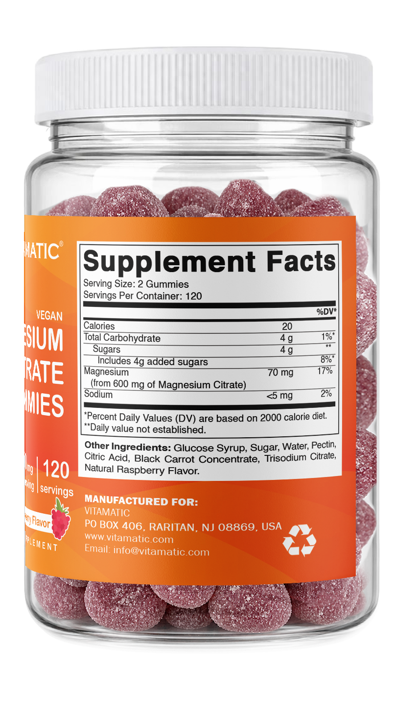 Magnesium Citrate Gummies 600mg Per Serving, 240ct