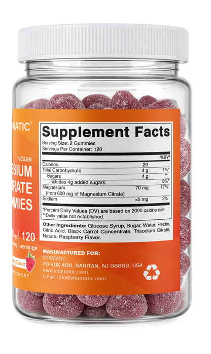 Magnesium Citrate Gummies 600mg Per Serving, 240ct