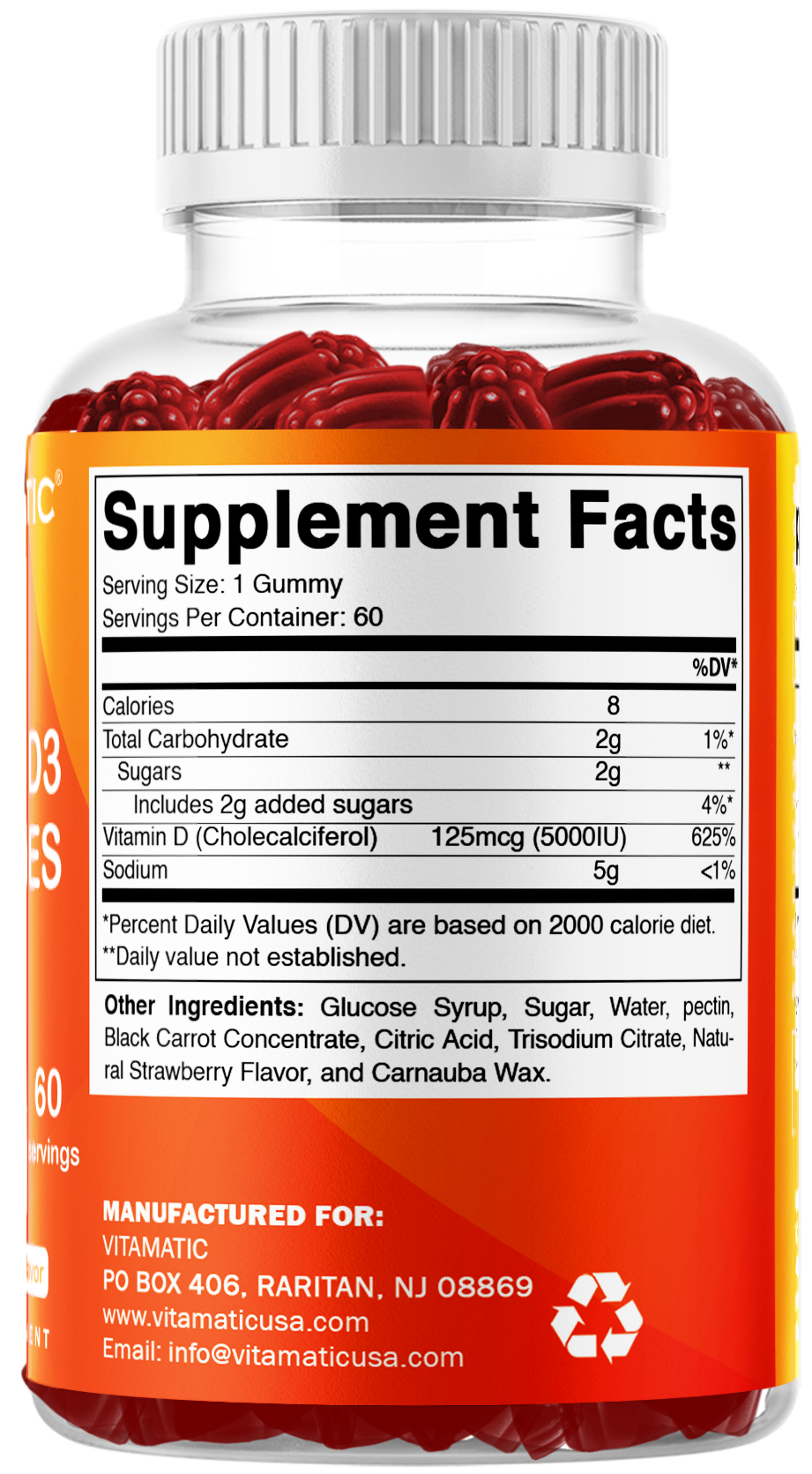 Vitamatic Vitamin D3 5000 IU Gummies, 60 Ct