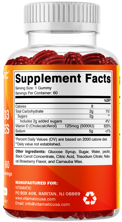 Vitamatic Vitamin D3 5000 IU Gummies, 60 Ct