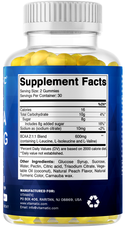 Vitamatic BCAA 600mg per Serving Gummies, 60 Count
