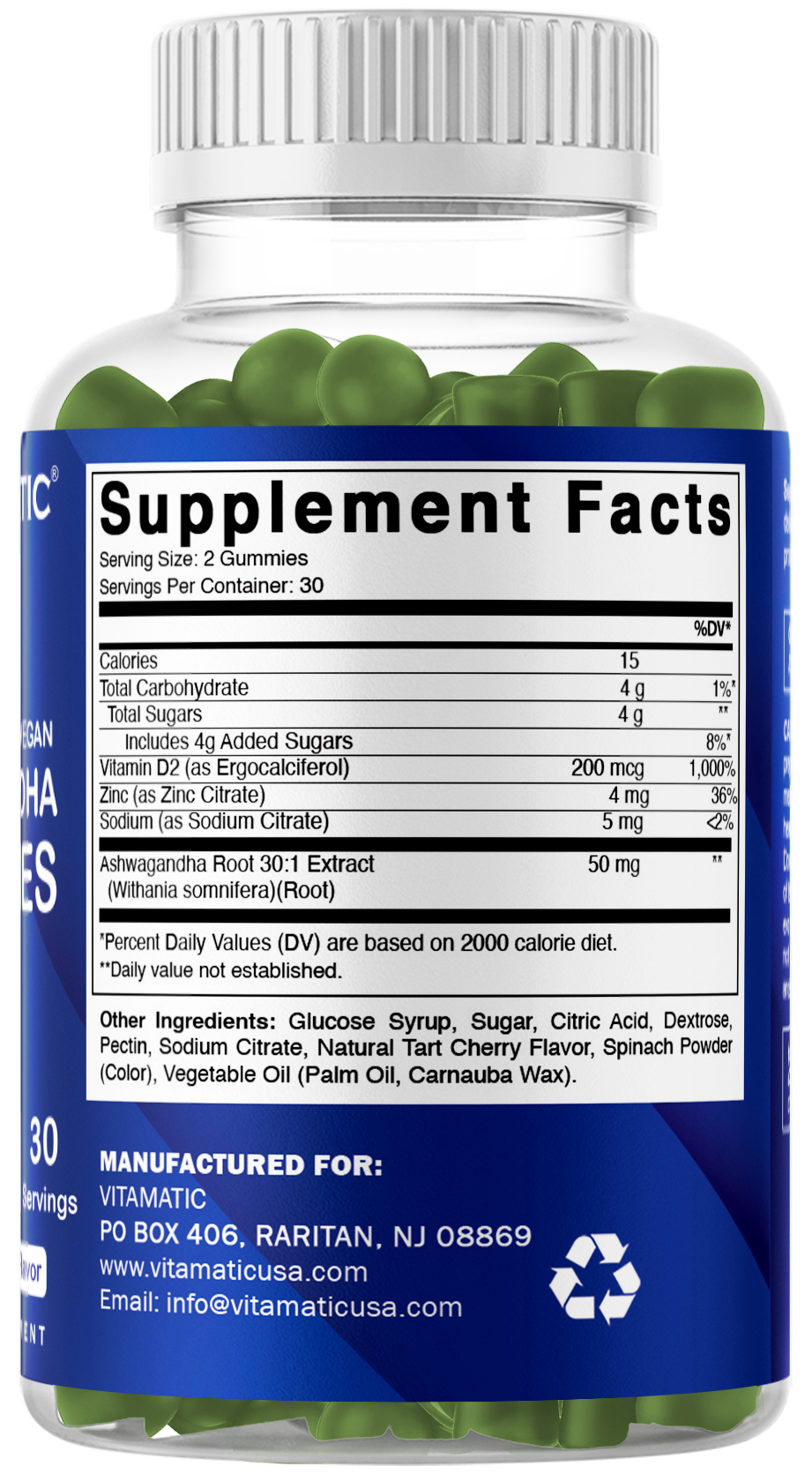 Vitamatic Ashwagandha 1500mg Vegan Gummies, 60 Gummies