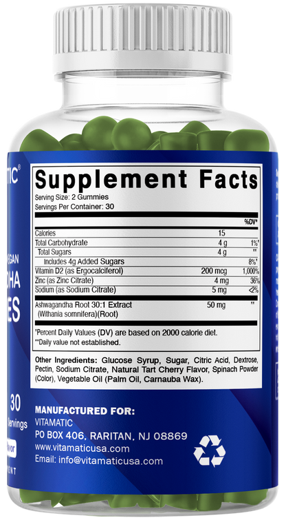 Vitamatic Ashwagandha 1500mg Vegan Gummies, 60 Gummies