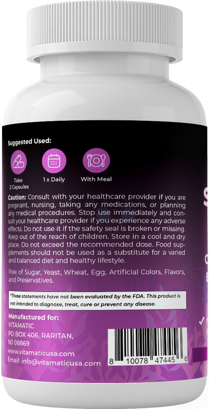 Sea Moss 3000mg with Black Seed Oil, Ashwagandha,  Turmeric, Bladderwrack, Burdock - 180 Veg Capsules