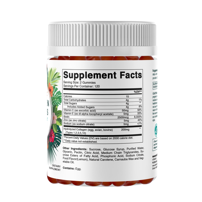 Hydrolyzed Collagen Gummies with Vitamin C, Zinc and Biotin, 200 mg per serving - 240 Gummies