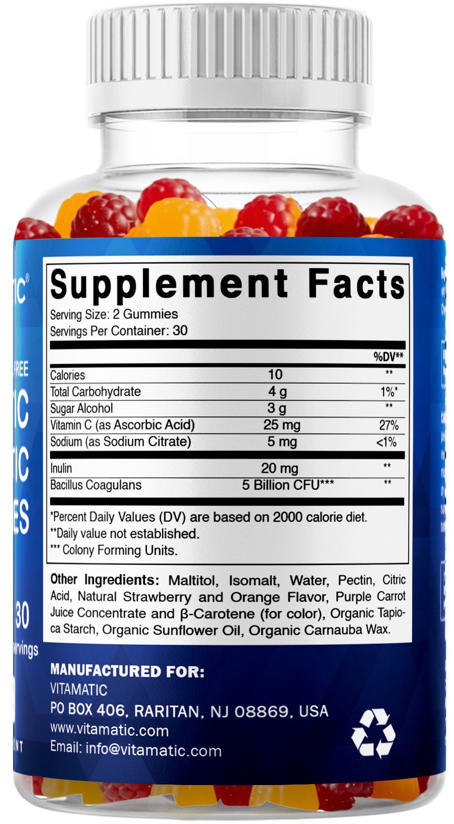 Vitamatic Sugar Free Probiotic 5 Billion CFU, 60 Gummies