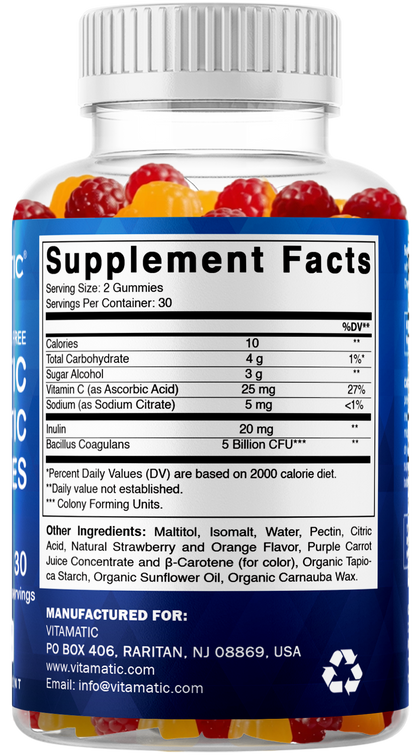 Vitamatic Sugar Free Probiotic 5 Billion CFU, 60 Gummies