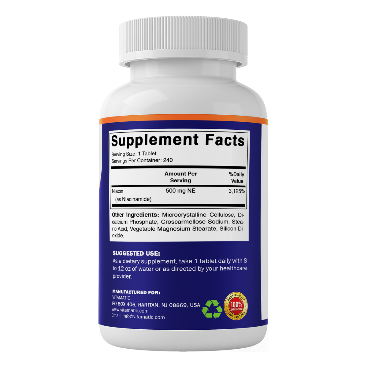 Niacinamide 500mg Vitamin B3, 240 Tablets