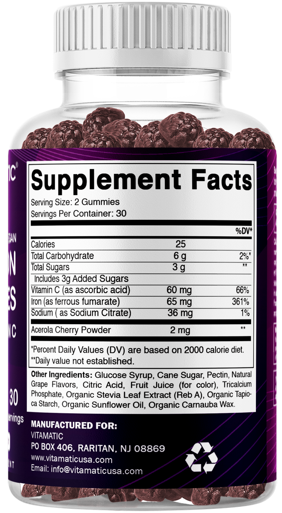 Vitamatic Iron 65mg with Vitamin C, 60 Gummies