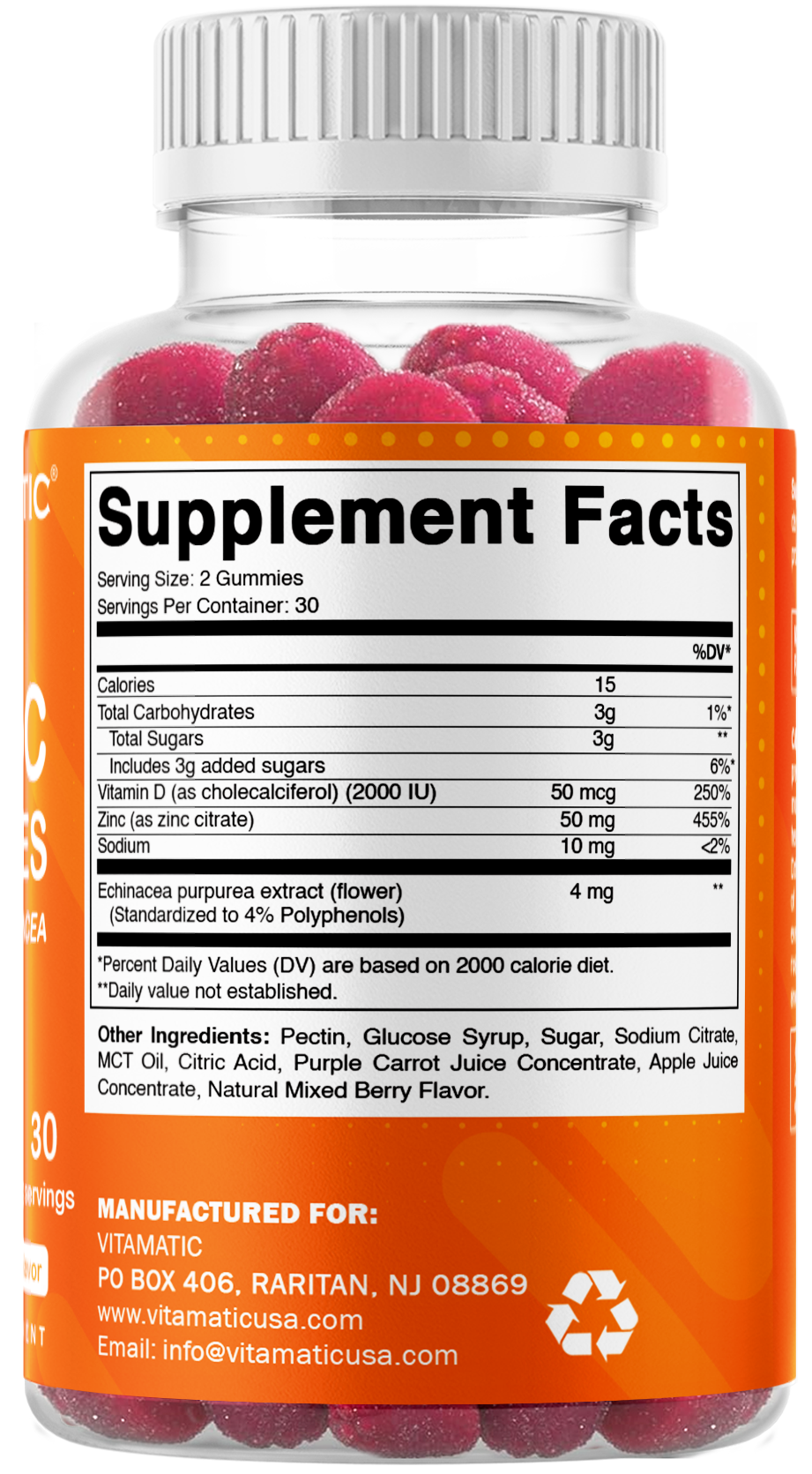 Vitamatic Zinc 50mg per Serving, 60 Gummies