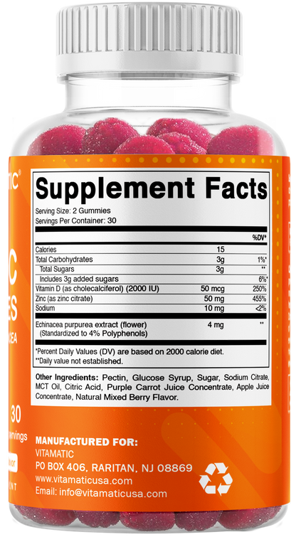 Vitamatic Zinc 50mg per Serving, 60 Gummies